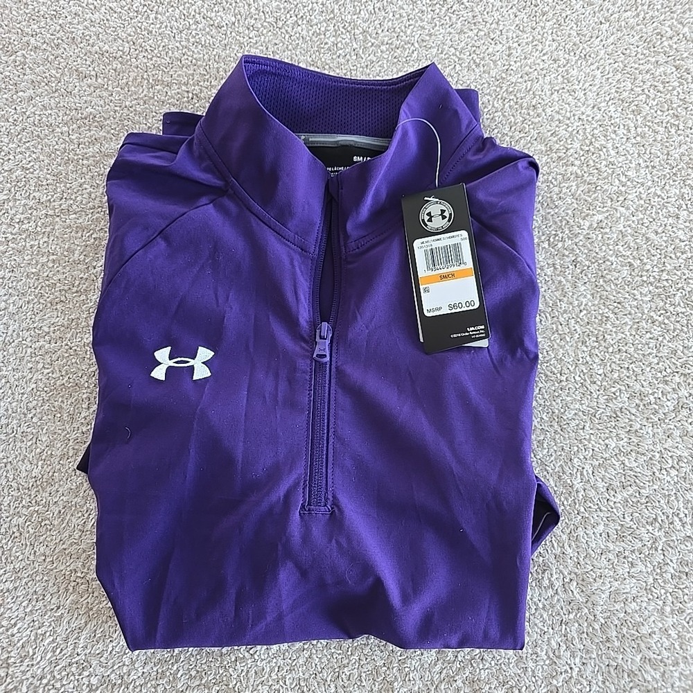 Under Armour UA Motivate Cage Jacket 1/4 Zip Short Sleeve 1351318 Purple Size S
